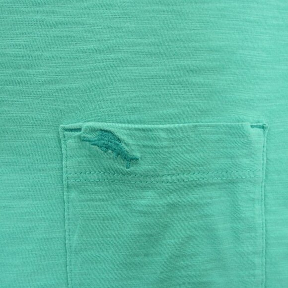 Tommy Bahama Shirt Mens Large Green Crew Neck Short Sleeve Logo Pocket - Picture 6 of 14
